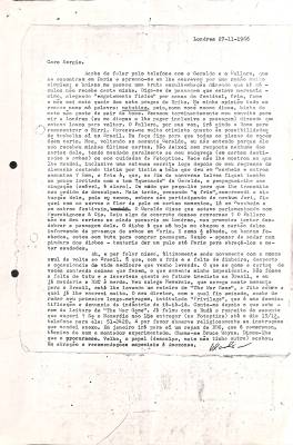 Carta de Vladimir Herzog para Sergio Muniz, 27 nov. 1966